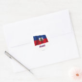 Haïti met vlag en naam ronde sticker (Envelop)