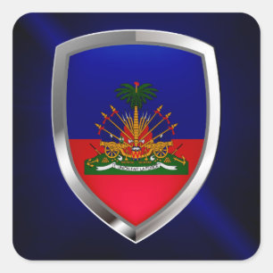 Haïti Metallic Emblem Vierkante Sticker