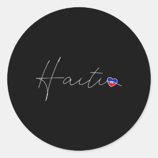 Haïti Simple Love Haïtiaanse vlag Hij op Haïti Ronde Sticker