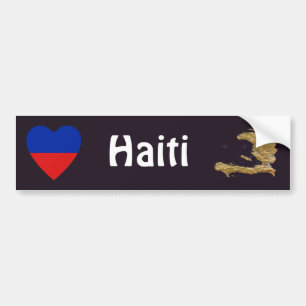 Haiti Vlag Hart + Landkaart Bumpersticker
