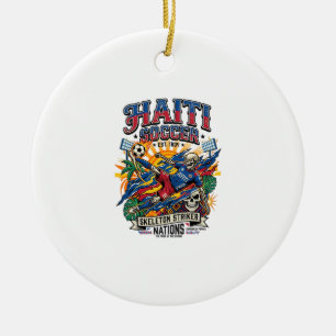 Haïti Voetbal Skelet Aanvaller Landen Poster Stijl Keramisch Ornament