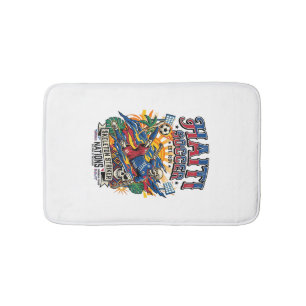 Haïti Voetbal Skelet Aanvaller Naties Poster Stijl Badmat