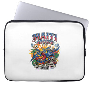 Haïti Voetbal Skelet Aanvaller Naties Poster Stijl Laptop Sleeve