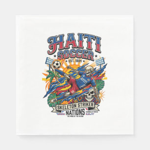Haïti Voetbal Skelet Aanvaller Naties Poster Stijl Servet