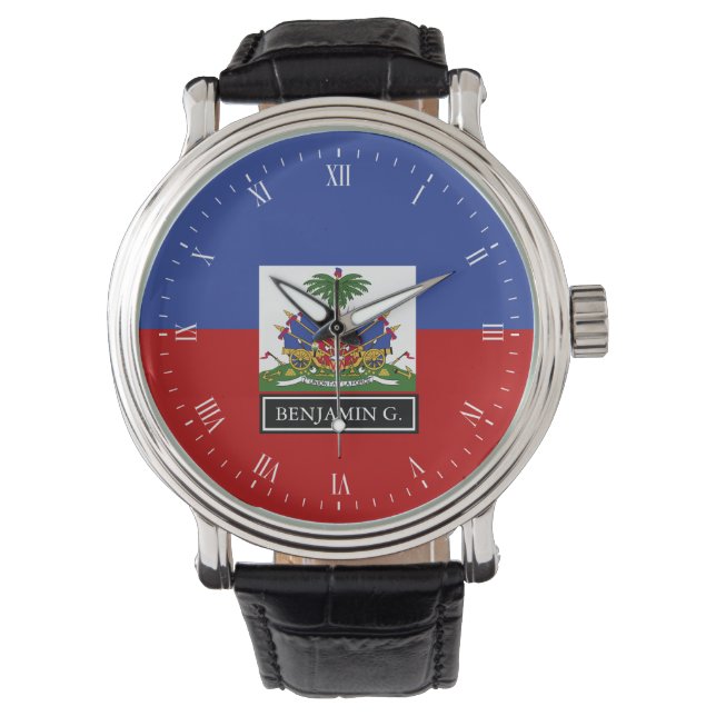 Haïtiaanse vlag Aangepaste naam Horloge (Voorkant)
