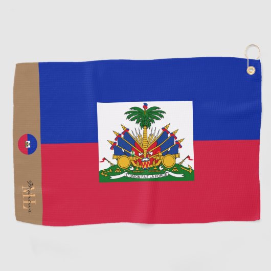 Haïtiaanse vlag & Haïti monogrammen Golfhanddoek (Horizontaal)