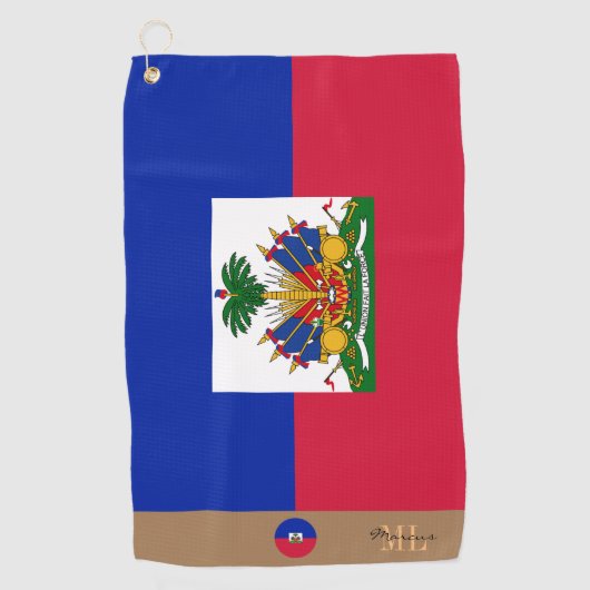 Haïtiaanse vlag & Haïti monogrammen Golfhanddoek (Voorkant)