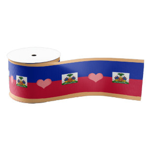 Haïtiaanse vlag & hart, liefde Haïti vakantie / sp Grosgrain Lint