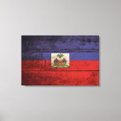 Haïtiaanse vlag op oude houten graan canvas afdruk (Voorkant)