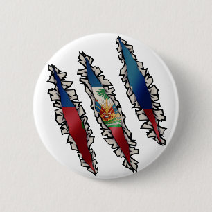 Haïtiaanse vlag Slash Haïti Underneathe Ronde Button 5,7 Cm