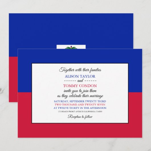 Haïtiaanse vlag, vlag van Haïti bruiloft Kaart (Voorkant / Achterkant)