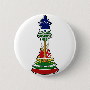 Haitian Queen Chess Piece   Haïti vlag Royalty Ronde Button 5,7 Cm
