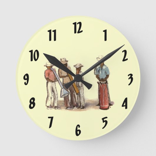Haitian Street Musicians Clock Ronde Klok (Voorkant)