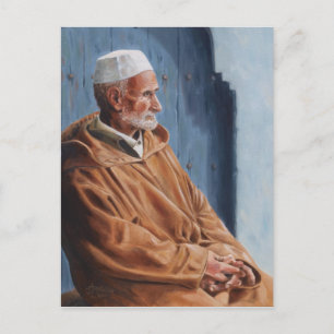 Haj - Carte postale peinture d'un Marocain