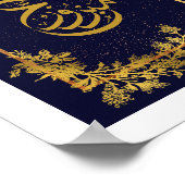 Hajj Mabroor in Gouden en Blauw met Sparkles Poster (Hoek)