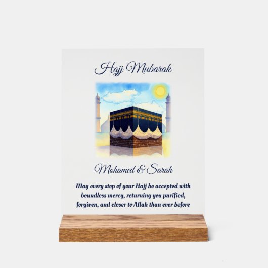 Hajj Mubarak Personalised Islamic Gifts Acryl Bord (Voorkant)