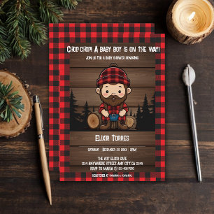 Hak Chop! Rustic Lumberjack Flannel Baby shower Kaart