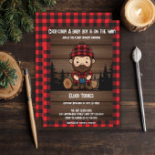 Hak Chop! Rustic Lumberjack Flannel Baby shower Kaart