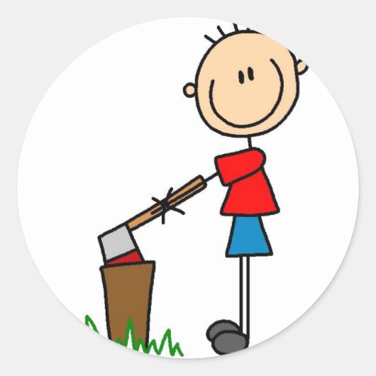 Hakken van hout Sticker (Voorkant)