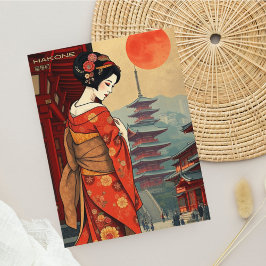 Hakone Japan maiko geisha  retro Briefkaart