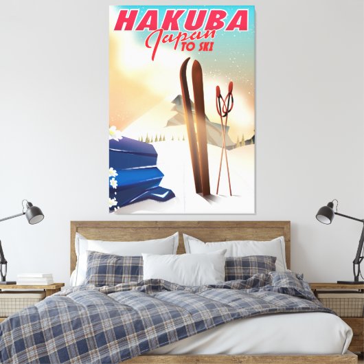 Hakuba Japanse reisposter. Canvas Afdruk (Insitu (Slaapkamer))