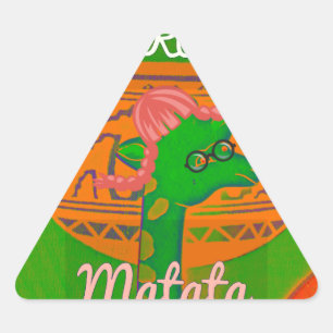 Hakuna Giraffe Art Print Driehoek Sticker