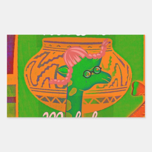 Hakuna Giraffe Art Print Rechthoekige Sticker (Voorkant)