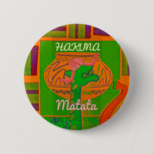 Hakuna Giraffe Art Print Ronde Button 5,7 Cm