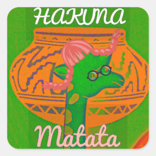 Hakuna Giraffe Art Print Vierkante Sticker