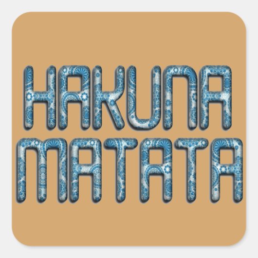 Hakuna Matata 3D Art Print Vierkante Sticker (Voorkant)