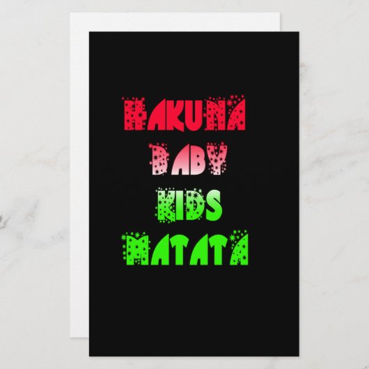 Hakuna Matata Baby Kinder Gifts verbluffende kleur Briefpapier (Voorkant / Achterkant)