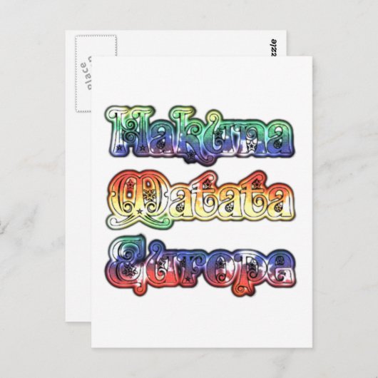 Hakuna Matata Europe Art Print/Graphic Briefkaart (Voorkant / Achterkant)