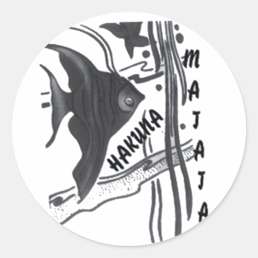 Hakuna Matata Fish Art Print Ronde Sticker (Voorkant)