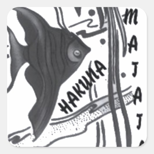 Hakuna Matata Fish Art Print Vierkante Sticker (Voorkant)