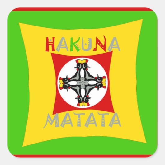 Hakuna Matata Fun Rasta Kleuren: Levendig en zorge Vierkante Sticker (Voorkant)
