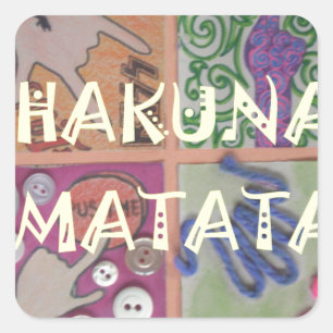 Hakuna Matata Handteken Art Print Vierkante Sticker