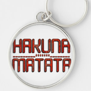Hakuna Matata in het rood met sterren Techno Sleutelhanger