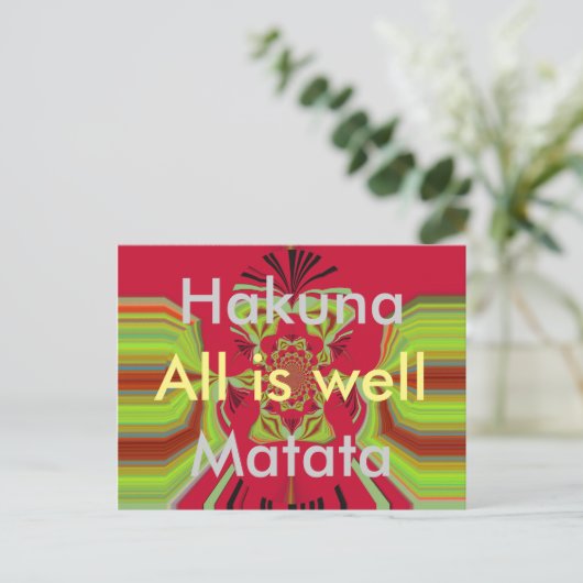 Hakuna Matata is een goed briefkaart patroon (Staand voorkant)