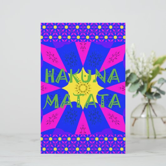 Hakuna Matata prachtige verbluffende designkleuren Briefpapier (Staand voorkant)