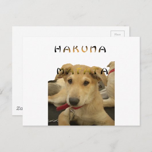 "Hakuna Matata Pup" - Zorgenvrije Puppy Liefde Briefkaart (Voorkant / Achterkant)