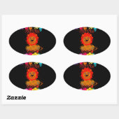 Hakuna Matata, schattig ontwerp van de baby leeuw Ovale Sticker (Vel)