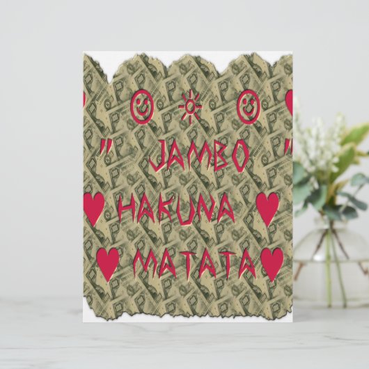 Hakuna Matata Talk Money Art Print Design Briefhoofd Sjabloon (Staand voorkant)