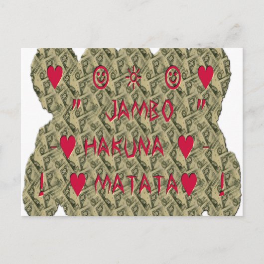 Hakuna Matata Talk Money Art Print Design Briefkaart (Voorkant)