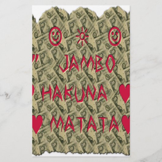 Hakuna Matata Talk Money Art Print Design Briefpapier (Voorkant)