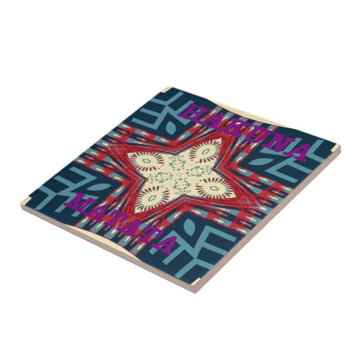 Hakuna Matata Tekst Hoop Abstracte kunst Print Des Tegeltje (Zijkant)