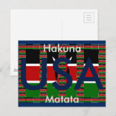 Hakuna Matata USA Kenya Rouge noir vert Carte post (Devant / Derrière)