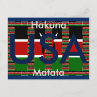 Hakuna Matata USA Kenya Rouge noir vert Carte post