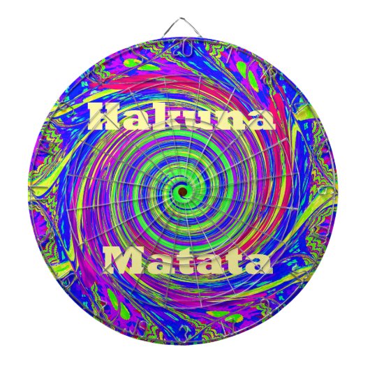 Hakuna Matata – Whirl Design met levendige kleuren Dartbord (Voorkant)