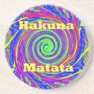 Hakuna Matata – Whirl Design met levendige kleuren Zandsteen Onderzetter