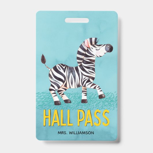 Hal Pas Cute Zebra Klaslokaal Leraar Badge (Voorzijde)